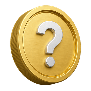 3D decorative gold coin showing a question mark on the FAQ page